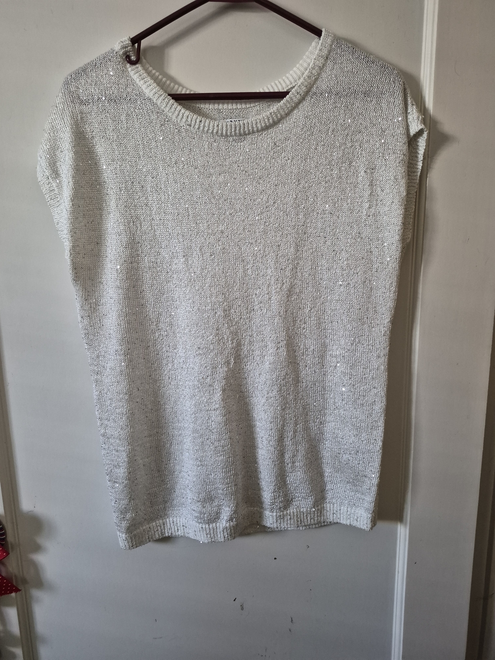 Old Navy Cream Sequin Knit Sweater